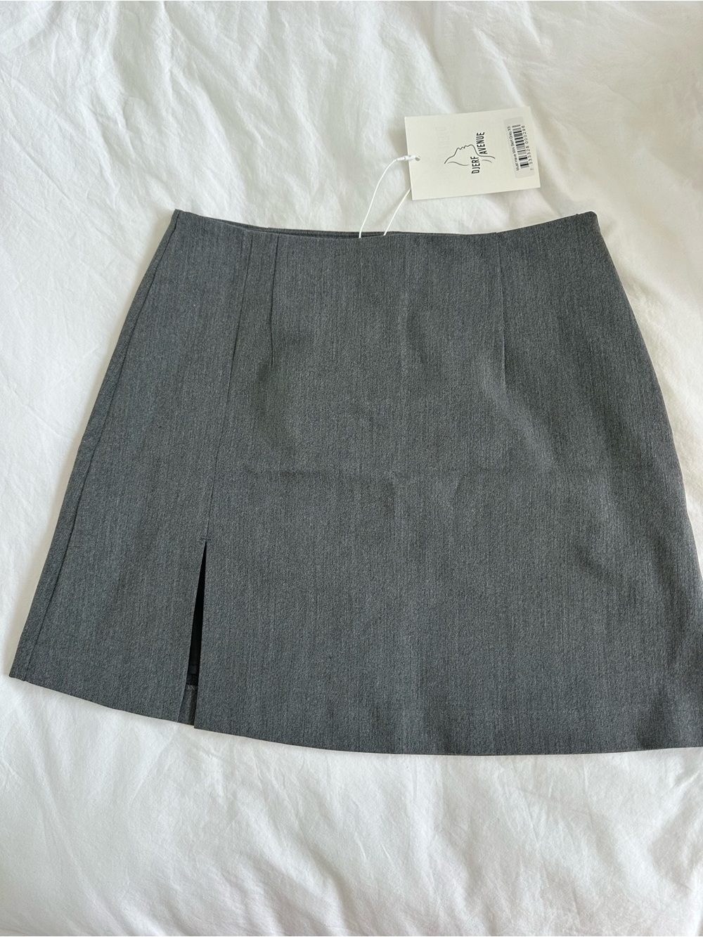 Djerf Avenue Grey Mini Skirt with Front Slit